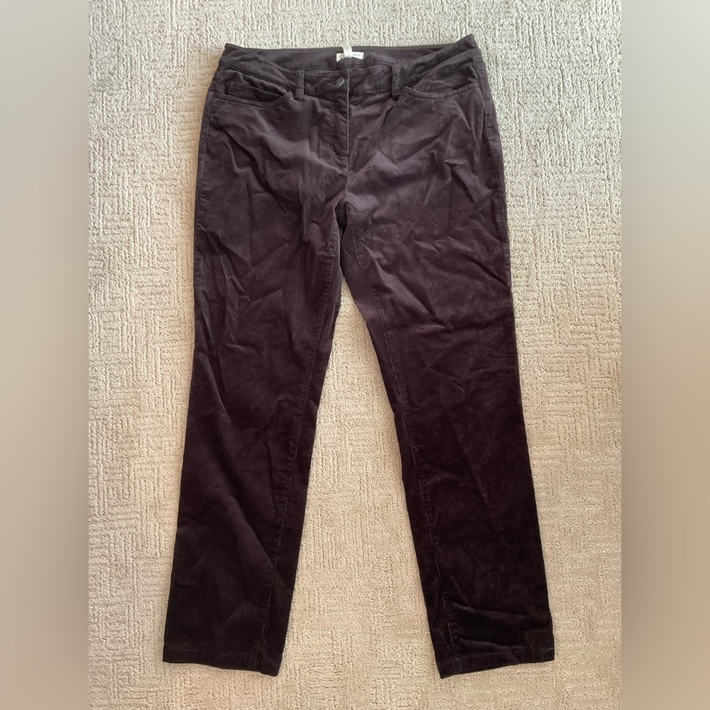 🤎 💫 Eileen Fisher Chocolate Brown Corduroy Pants 10 Straight Leg Minimalist EUC